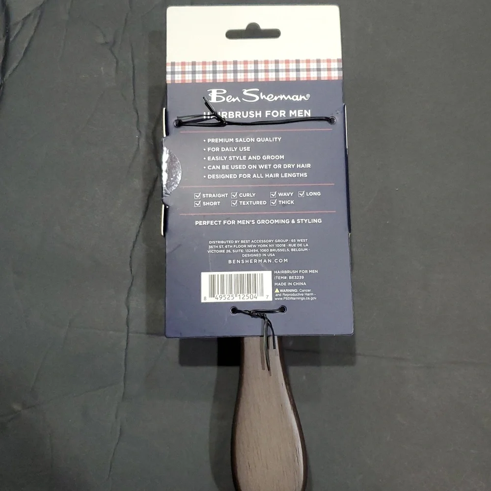 Ben Sherman brown wood look‎ grooming and styling hairbrush for men brand new